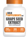 BulkSupplements.com Grape Seed Extract Capsules - Antioxidant Supplement, Grape Seed Extract 200mg - Vegan & Glutenvrij, 1 Capsule per portie, 365 Veg Capsules (verpakking van 1)