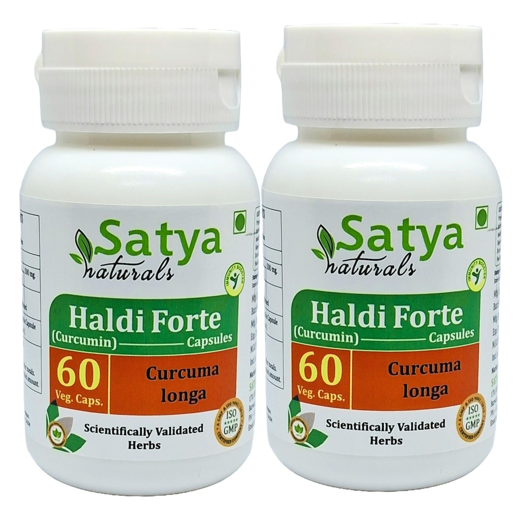 Curcuma Longa (Haldi, Curcumin, Turmeric) Extract Capsules | Highest Potency, 100% Herbal Product | Pack of 60 X 500 mg. Veg. Capsules (Pack of 2 Bottles)