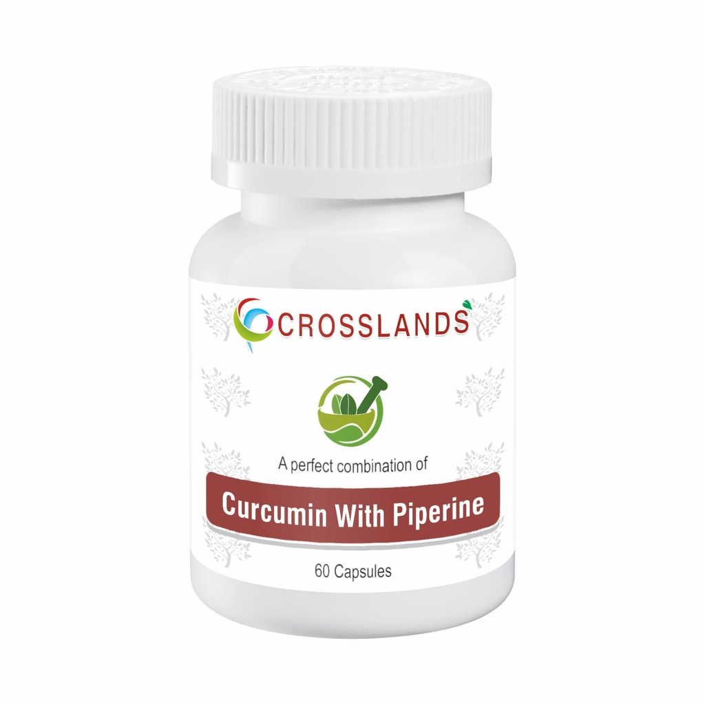 Crosslands Curcumin (95%) Extract with Piperine(5%) Organic Turmeric Veg|500 Mg| Immunity Boosters Tablet for Adults with Curcuma Longa, Turmeric Powder & Ginger| 60 Capsules