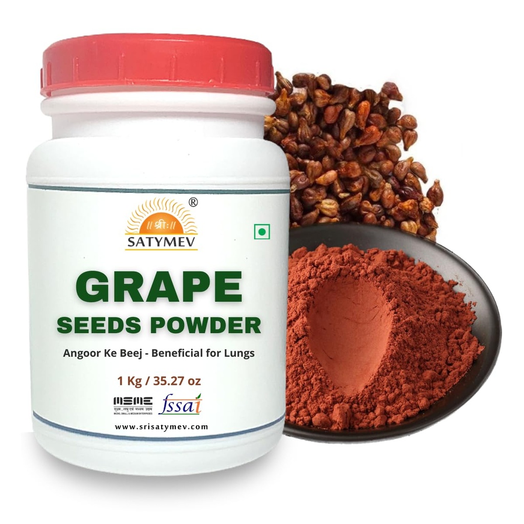 SriSatymev Grape Seed Powder 1Kg JAR, Natural Food Supplement
