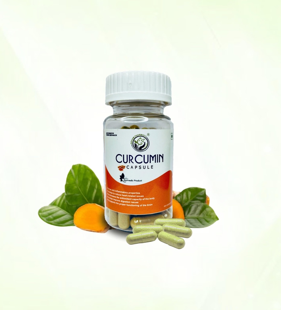 Curcumin Capsules – 100% Ayurvedic Turmeric Extract with Piperine – Anti-Inflammatory, Joint & Immunity Support – 60 Herbal Capsules by Sidham Pharmacy