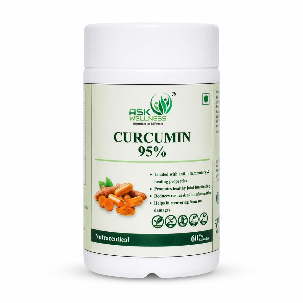 Curcumin 95% Capsules | Turmeric Extract with 95% Curcuminoids | Supports Joint Health & Immune Function | Vegan, GMO Free Nutraceutical Supplement | 60 Veg Capsules