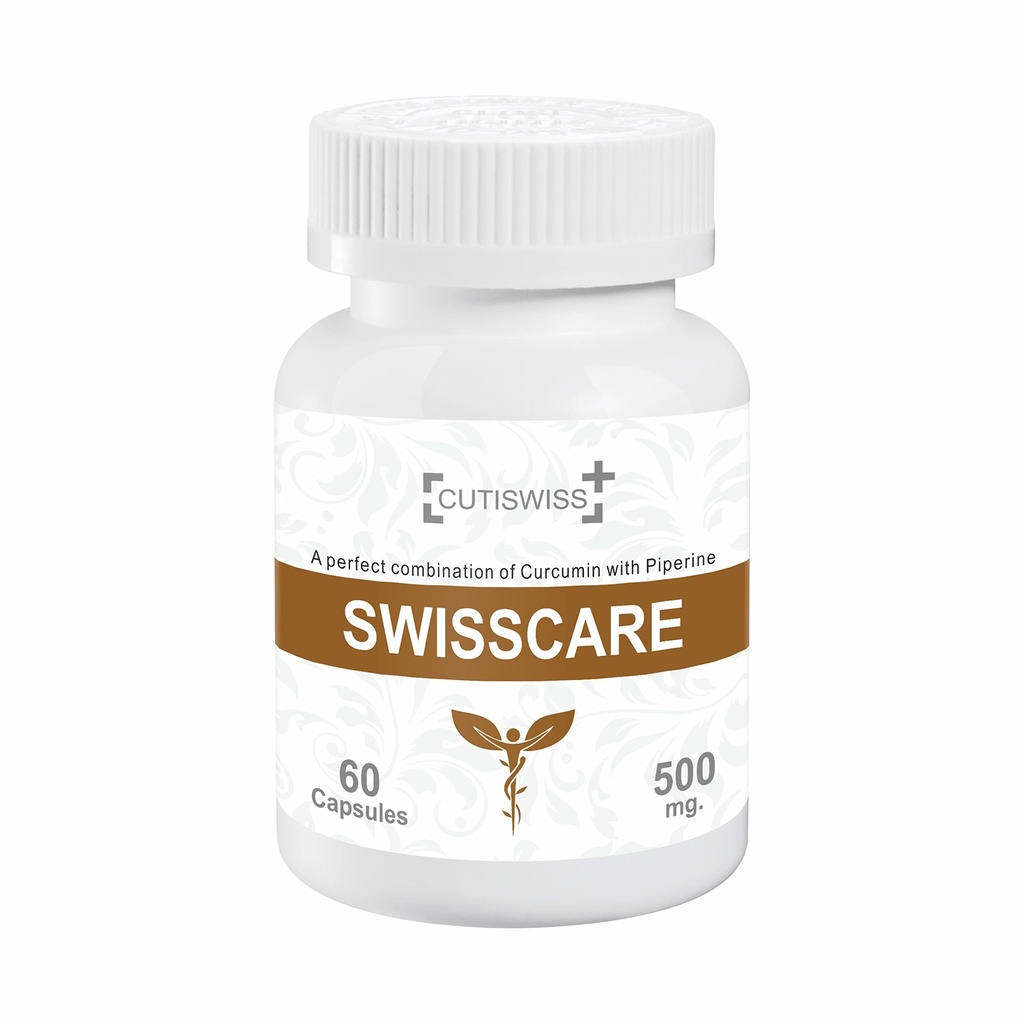 SWISSCARE Curcumin (95%) - 495 mg. + Piperine 5 mg. (Pure Vegetarian Capsules)