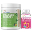 DR. MOREPEN Combo of Biotin+ 60 Veg Tablets & Natural Collagen Builder, Plant Based Collagen Powder Orange Berry Flavour - 250gm
