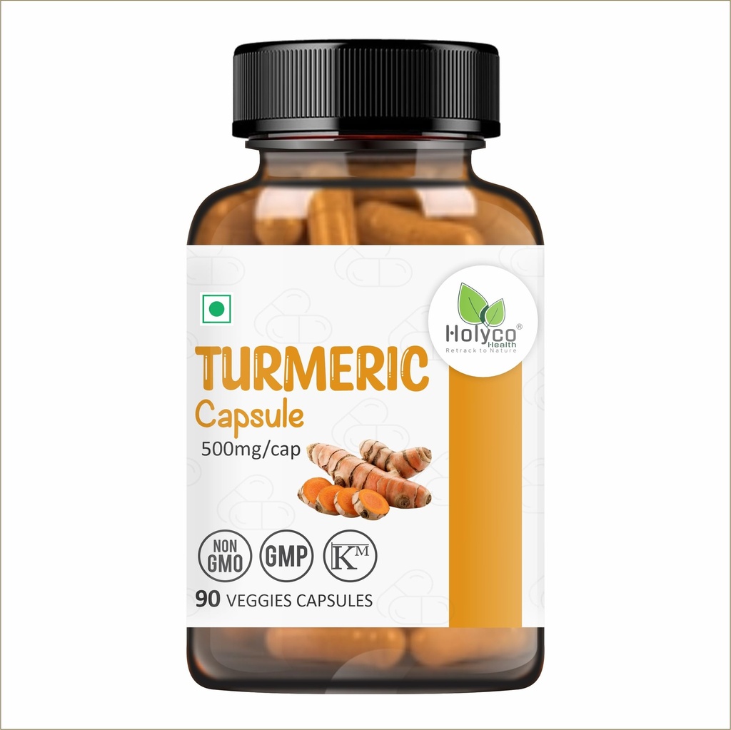 Turmeric Capsule (90 Capsules) Known as Curcuma longa, Natural and vegan-friendly