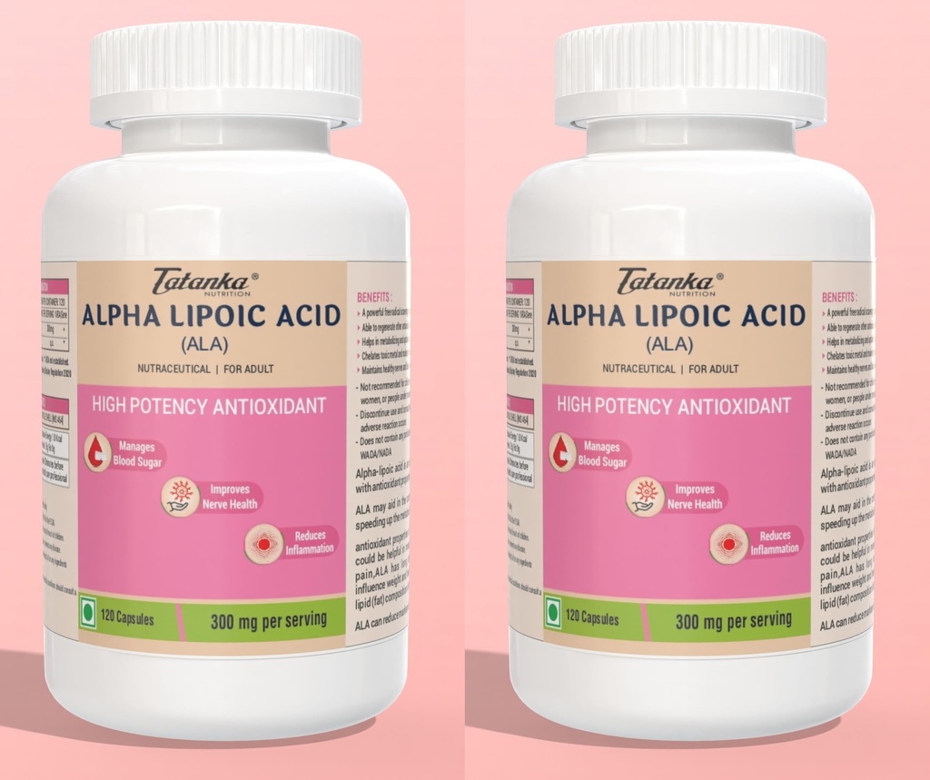Alpha Lipoic Acid Ala Capsules | Antioxidant Support for Energy & Overall Health| 300mg Per Capsule (120 Capsules) Pack of - 2
