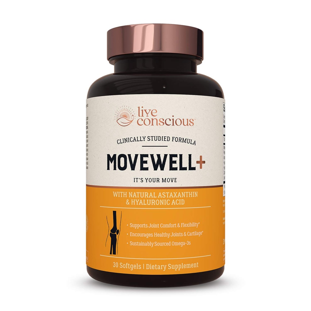 Supplément de santé conjoint conscient - MoveWell Plus Huile de krill antarctique, Astaxanthine naturelle et acide hyaluronique