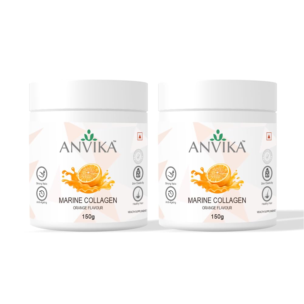 Marine Collagen Hydrolyzed Japanese Peptides, Anti-Aging Formula, Orange Flavor, No Fishy Aftertaste, 4.25g Collagen Per Scoop, Sugar-Free, Supports Radiant Skin and Nail Strength (Pack Of 2)