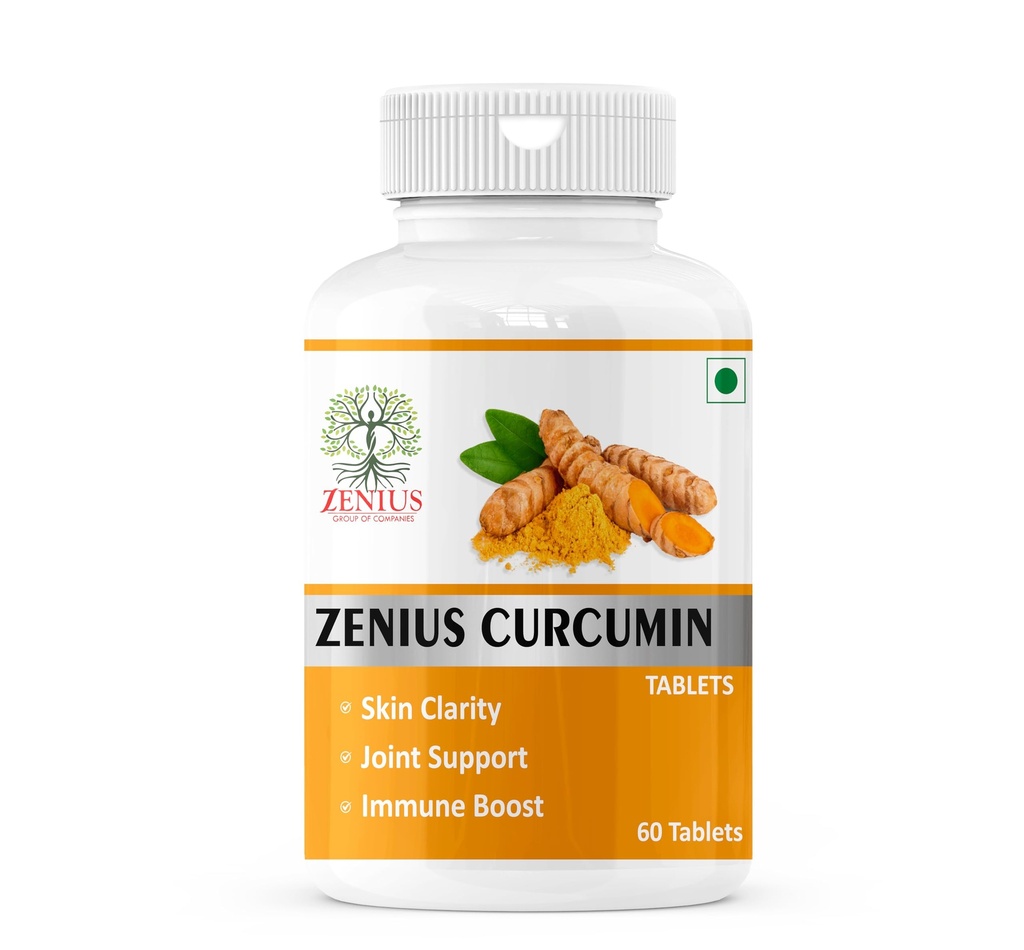 Zenius Curcumin Tablets, Skin Clarity, Joint Support, Immune Boost, Haldi Extract, Ayurvedic, 60 Tablets