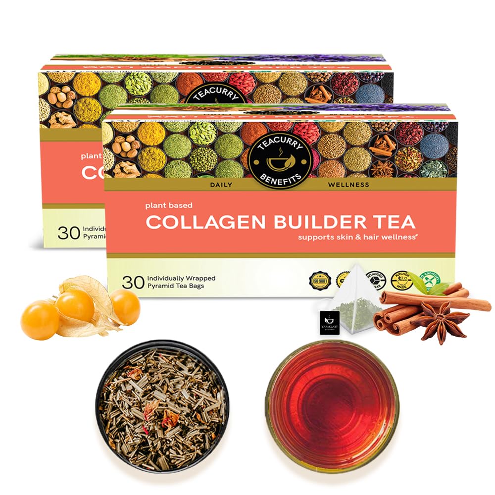 TEACURRY Collagen Builder Tea (2 Month Pack | 60 Tea Bags) - For Skin, Hair, Nails (With Vitamin C, Biotin)