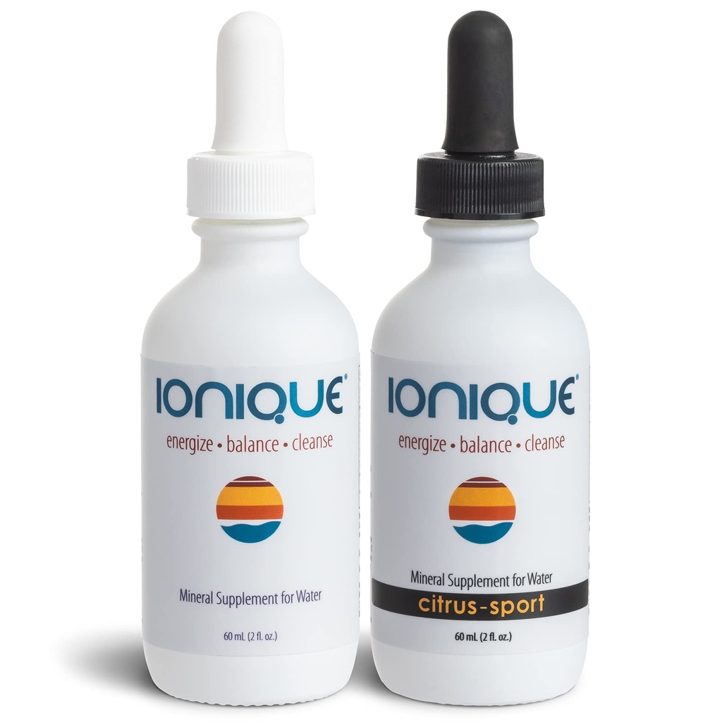 Supplément minéral pour l'eau - Faire de l'eau minérale ultra-prémium - Magnésium, Trace Mineral & Electrolyte Hydratation System, Minéraliser l'eau filtrée et RO, Deux bouteilles de 2 oz de gouttes liquides