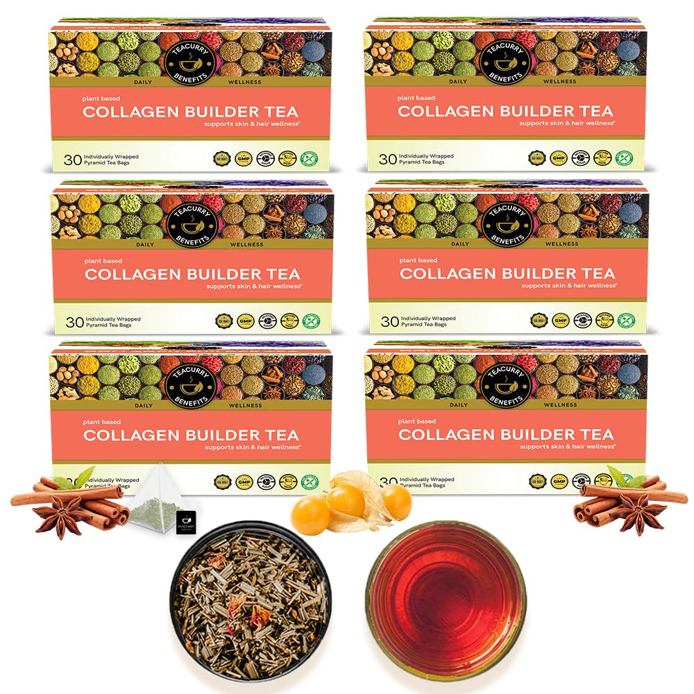 TEACURRY Collagen Builder Tea (6 Month Pack | 180 Tea Bags) - For Skin, Hair, Nails (With Vitamin C, Biotin)