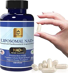 Liposomal NAD Nicotinamide Riboside Equivalent met Trans-Resveratrol 300mg, - Premium Halal NAD Supplement voor energiemetabolisme, DNA Reparatie en levensduur, Vegan, Non-GMO (verpakking van 1, 810 mg)
