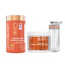 Nutriburst Japanese Marine Collagen Powder (Orange Flavor) + Turmeric Ultra Gummies (Ginger Flavor) with 95% Curcumin & Black Pepper | No Added Sugar | Combo for Men & Women