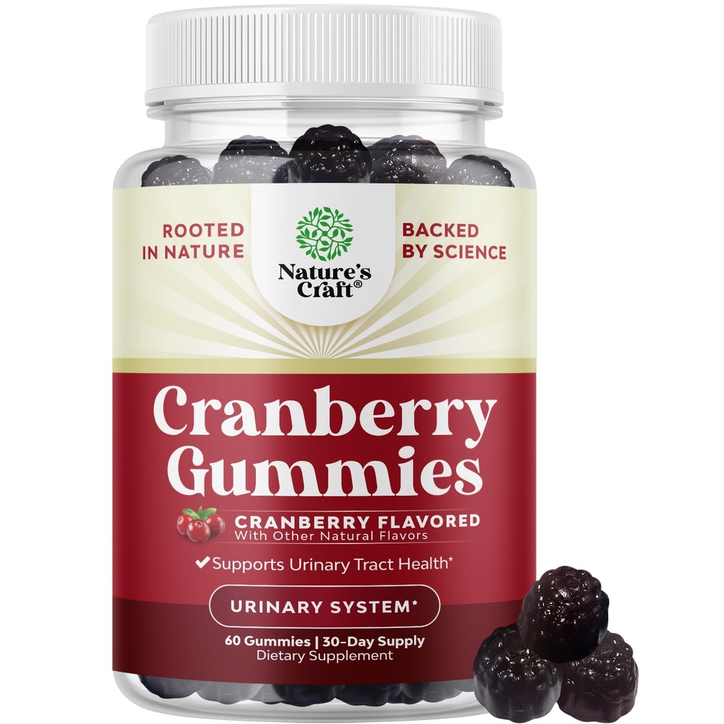 Natuurlijke Cranberry Gummies voor vrouwen en mannen - Extra sterkte Delicious Antioxidant Cranberry Kauwen voor Urine Tract Gezondheid Nierondersteuning Blader & Immune Health - Vegan Gluten & Gelatinevrij