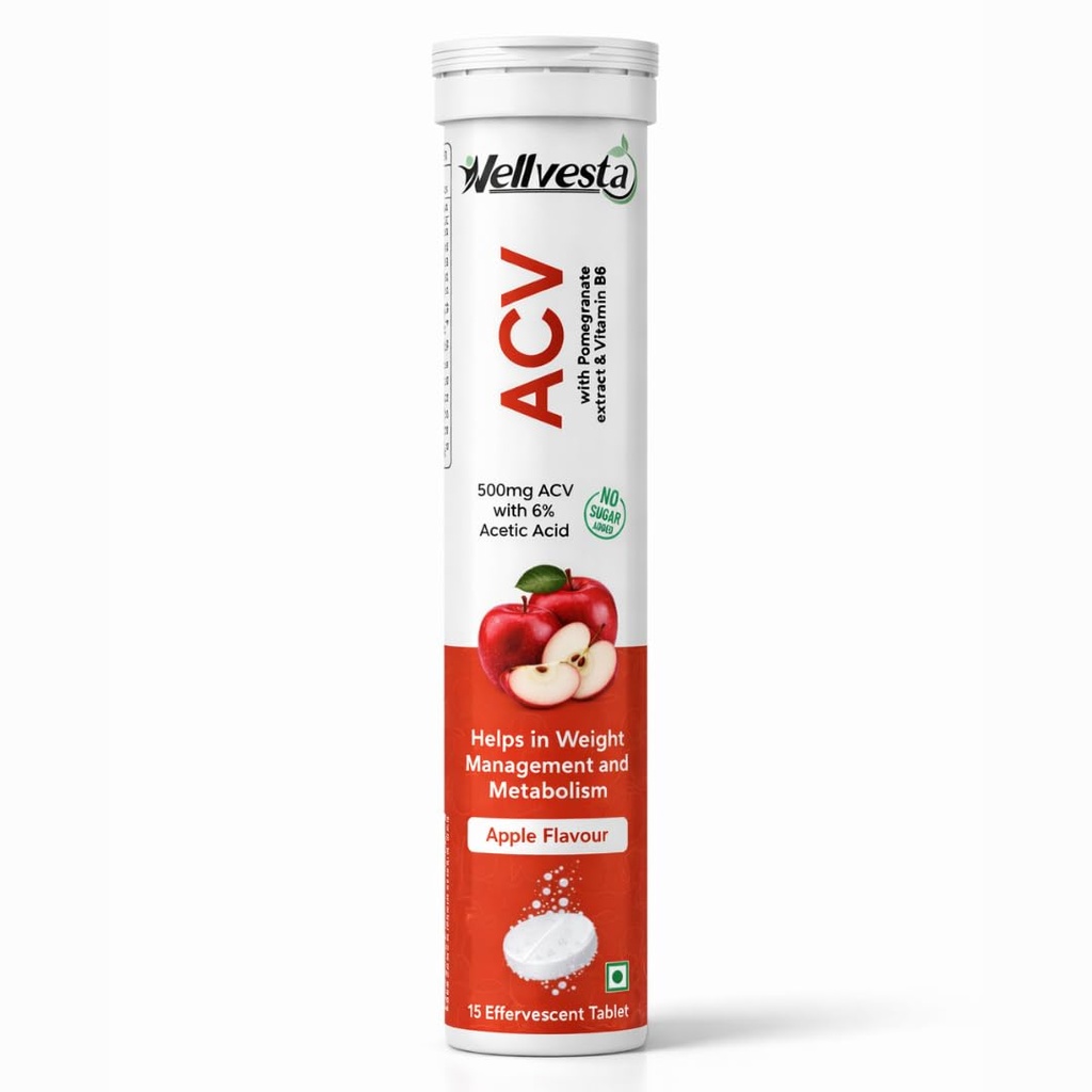 ACV Effervescent Tablet, Apple Flavour, 500mg, Pack 1