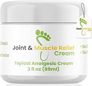 Gout and You Crème Relief pour le désagrément articulaire, le feu-ups, le Tendon - Rubule de soulagement rapide des muscles avec extrait de feuille d'Arnica/Ilex, Aloe Vera et huile d'arbre à thé