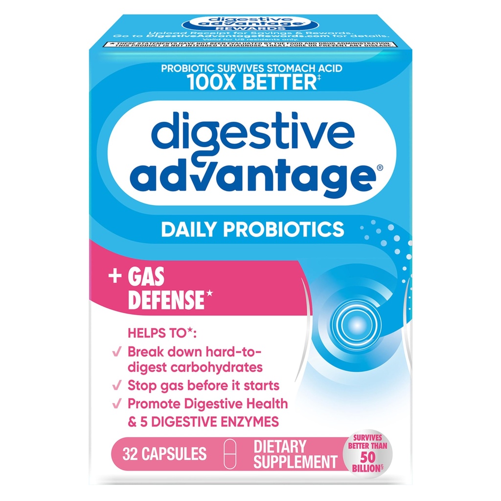 Digestief Enzyme en Probiotische Capsule- Digestief Voordeel 32 Capsules, Overleven 100x Beter dan gewone 50 miljard CFU, breekt voedsel af, helpt gas te voorkomen