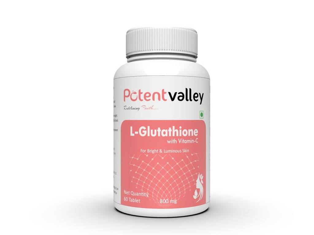 L Glutathione 800mg Capsules for Men & Women - 60 Capsules for Bright and Luminous Skin Supplement with Vitamin C and Grapeseed Extract