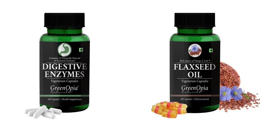 Digestive Enzymes Flax Seed Oil Wellness Daily Vitality |60 CAPSULES