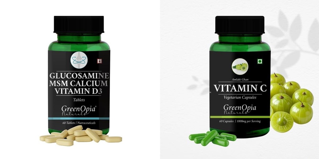 Glucosamine Msm Tablets Vitamin C Wellness Daily Vitality |60 CAPSULES