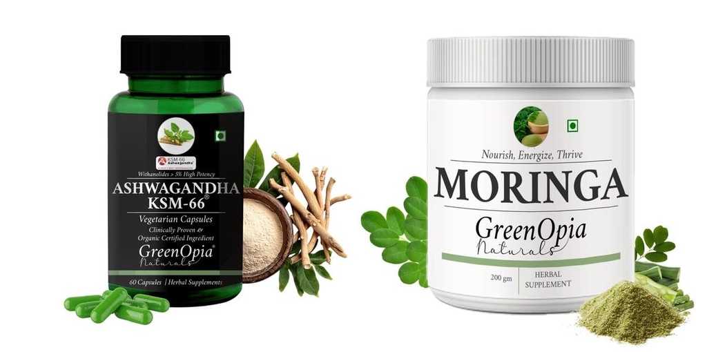 Ashwagandha KSM66 Moringa Oleifera Powder Wellness Daily Vitality |60 CAPSULES