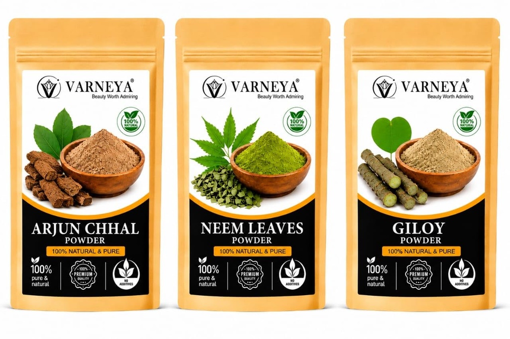 Raw Ayurvedic Herbs Combo | Giloy, Neem & Arjun Chhal for Herbal Tea