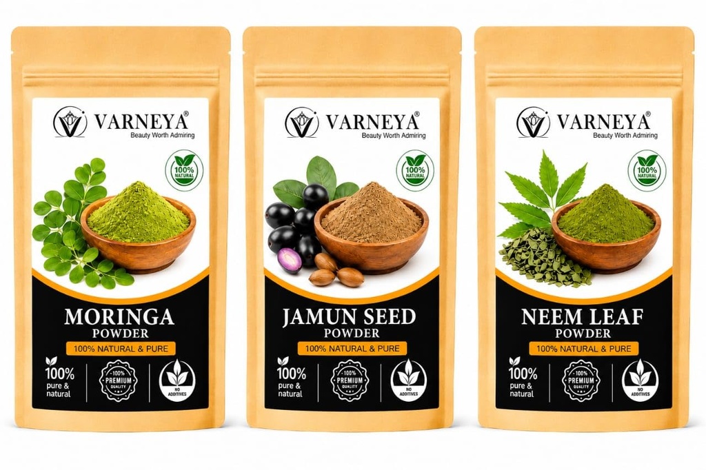 Moringa Oleifera Powder + Neem Patta Powder + Jamun Beej Churna Pack of 3 | Ayurvedic Herbs