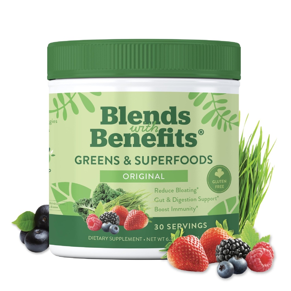 360 Nutrition Super Greens Powder with Probiotics & Digestive Enzymes, Sugar & Gluten Free, Plant Based Superfood for Gut Health, Immunity - 6,35 oz