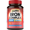 Supplément en fer pour les femmes et les hommes, avec des vitamines C, B6, B12 & Folate pour la carence en fer, Blood Building & Energy Support, Stomach Friendly, Meilleure absorption, Non-OGM, Pas de gluten,120 Caps végétaliens