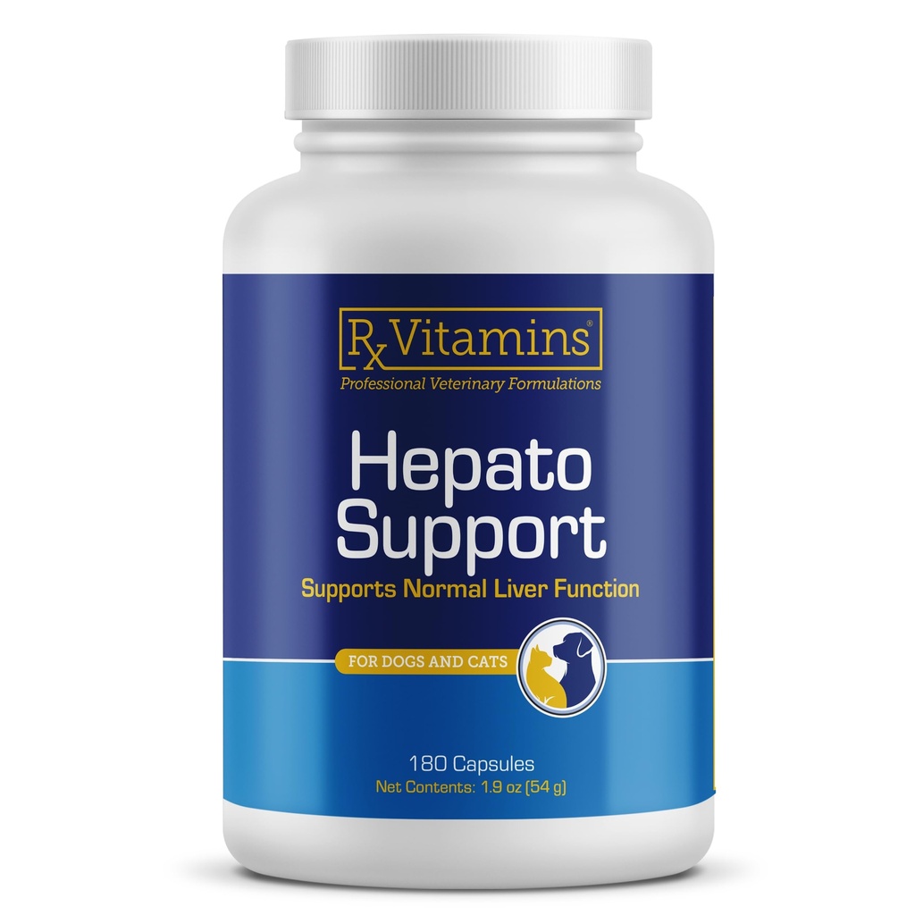 Rx Vitamines Hepato Support pour chiens et chats - Supplément de soutien du foie avec chardon de lait pour chiens et chats - Supplément de chien hépatique enrichi avec complexe de vitamine B - 180 capsules