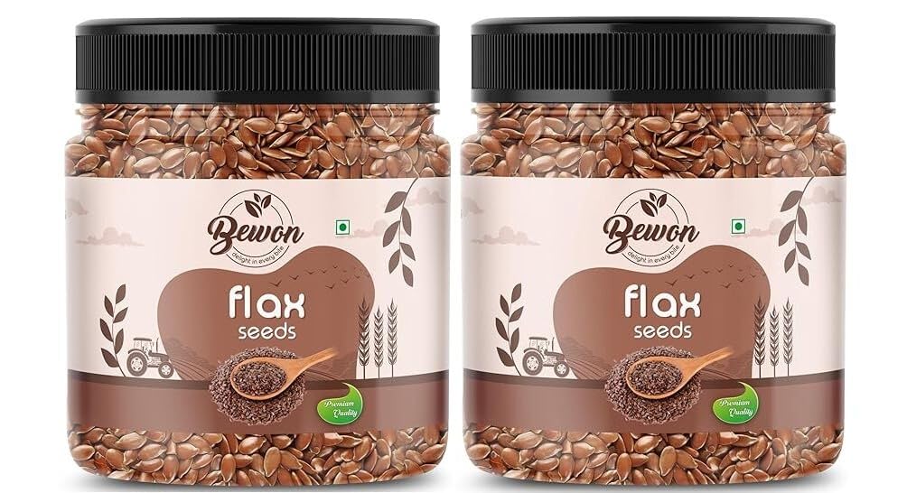 BEWON Flax Seeds | Alsi Seeds | Seeds for Hair Growth, Heart Health & Digestion | Source of Iron & Dietary Fibre | Rich in Protein (250g (Pack of 2))