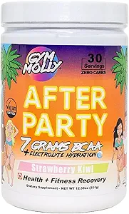 Gym Molly After Party Vegan BCAA Powder, Electrolyte Powder, BCAA Amino Acids After Post Workout Recovery Drink, Zero Carbs, Zero Sugar, 35 Calorieën Cafeine-Free (Strawberry Kiwi)