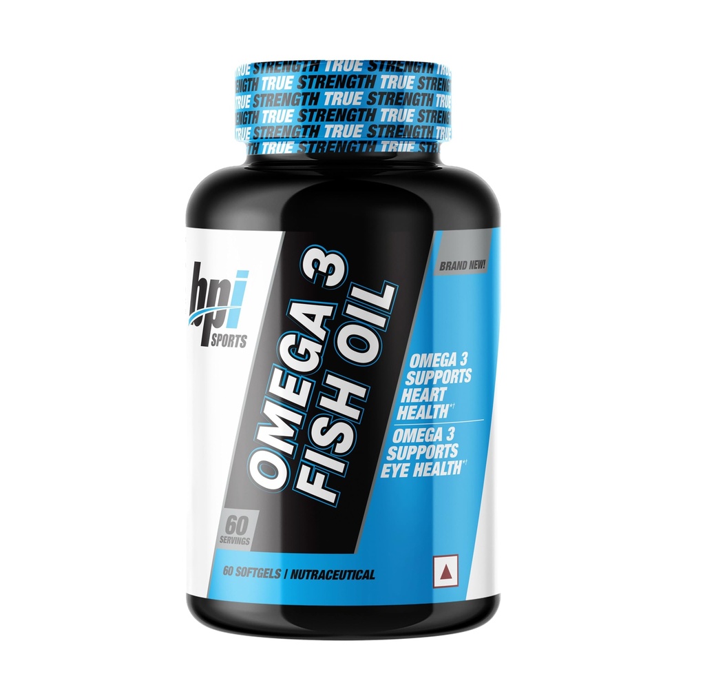 BPI Sports Omega 3 Fish Oil Softgels – 2000mg Fish Oil with EPA & DHA – Supports Heart, Brain & Eye Health – 60 Softgels (60 Servings)