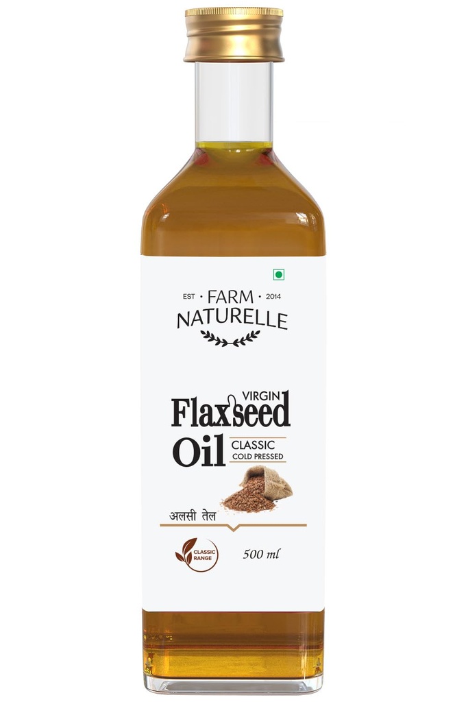 Farm Naturelle - Wood Pressed Flaxseed Oil 500ml | Edible Flaxseed Oil for Skin and Hair