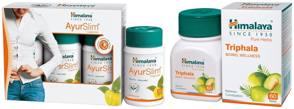 Himalaya Wellness Ayurslim Capsules Weight Management -Pack Of 180 Capsules & Herbals Triphala - 60 Capsules