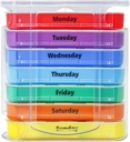 Wekelijkse Pillen Organisator voor 1 Dag 4 Times Supply,KIGI 7 Dagen Stapelbare Pillen Dispenser Vitaminen Containers (Regenboog)