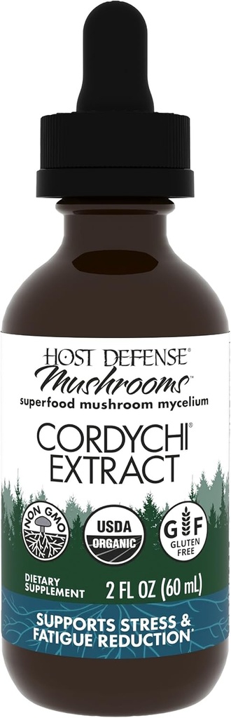 Host Defense CordyChi Extract - Energy & Immune Support Supplement - Cordyceps & Reishi Mushroom Supplement for Relaxation & Respiratory Support - Aids Against Tiredity - 2 floz (60 Servings)