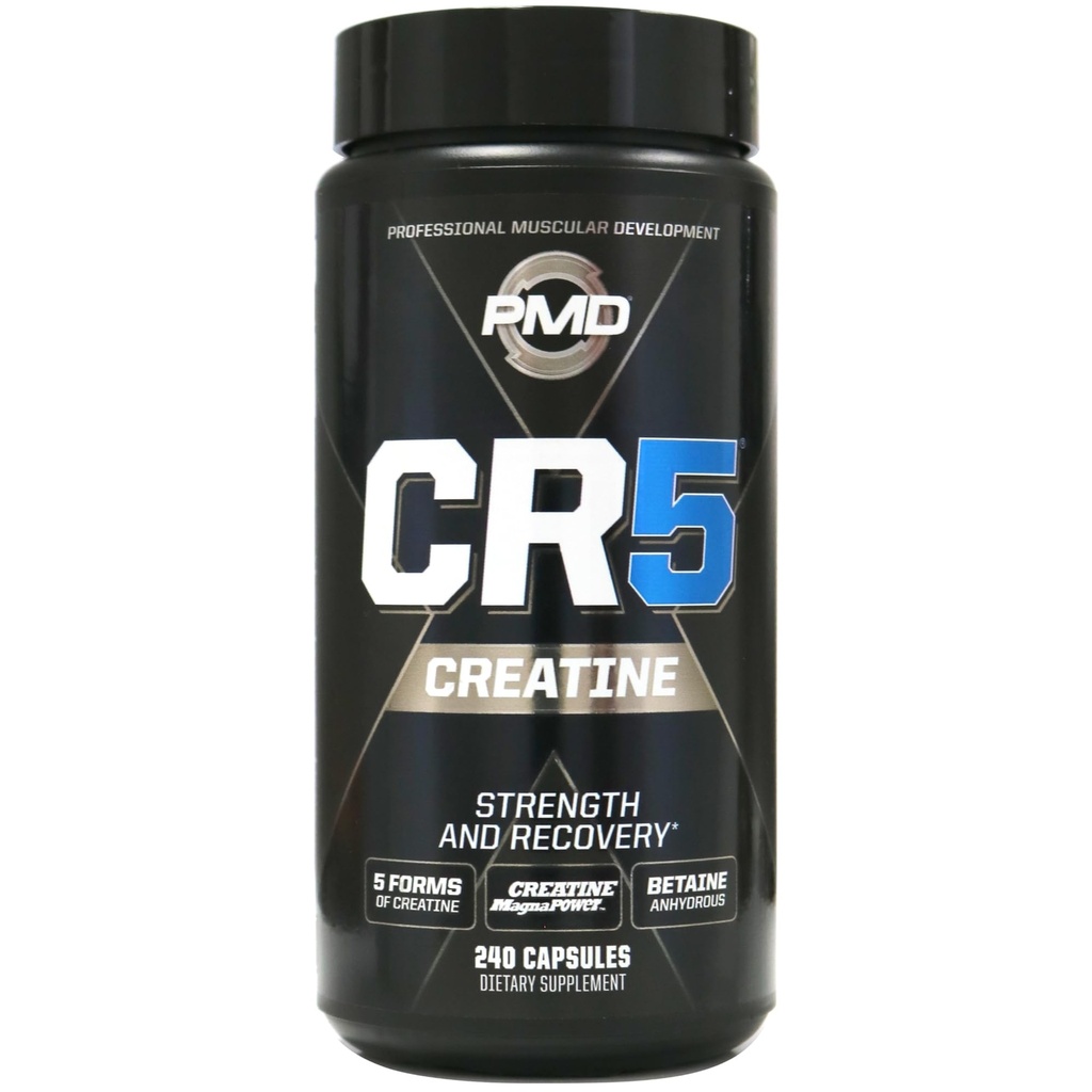 PMD Sports CR5 Professional Creatine Complex - Verbeterd herstel, vermindering van de vermoeidheid, Lean Muscle Mass Gainer - Power 5 Creatine Blend voor sterkte, duurzaamheid en herstel (240 Creatine Capsules)