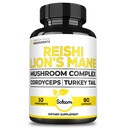 Satoomi Reishi Supplement Complex 5000Mg - 10in1 gecombineerd met Lions Mane, Cordyceps Sinensis, Chaga Mushroom & Andere - 90 Capsules gedurende 3 maanden