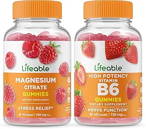 Levensvatbare Magnesium + Vitamine B6, Gummies Bundle - Grote Proeverij, Vitamine Supplement, Glutenvrij, GGO Vrij, Kauwgom