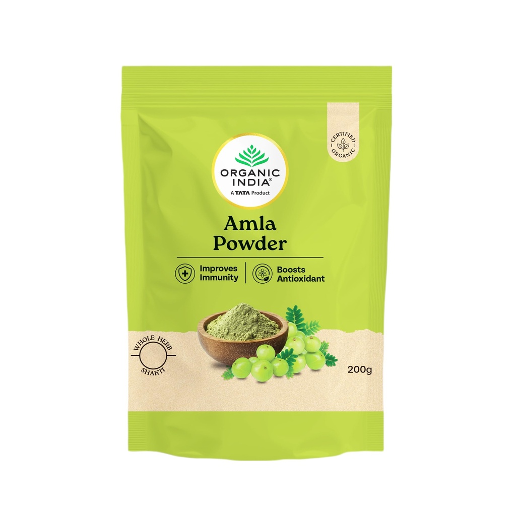 A TATA Product - Organic India Amla Powder, 200g, Whole Hera, Improves Immunity, Boosts Antioxidant, Certified Organic