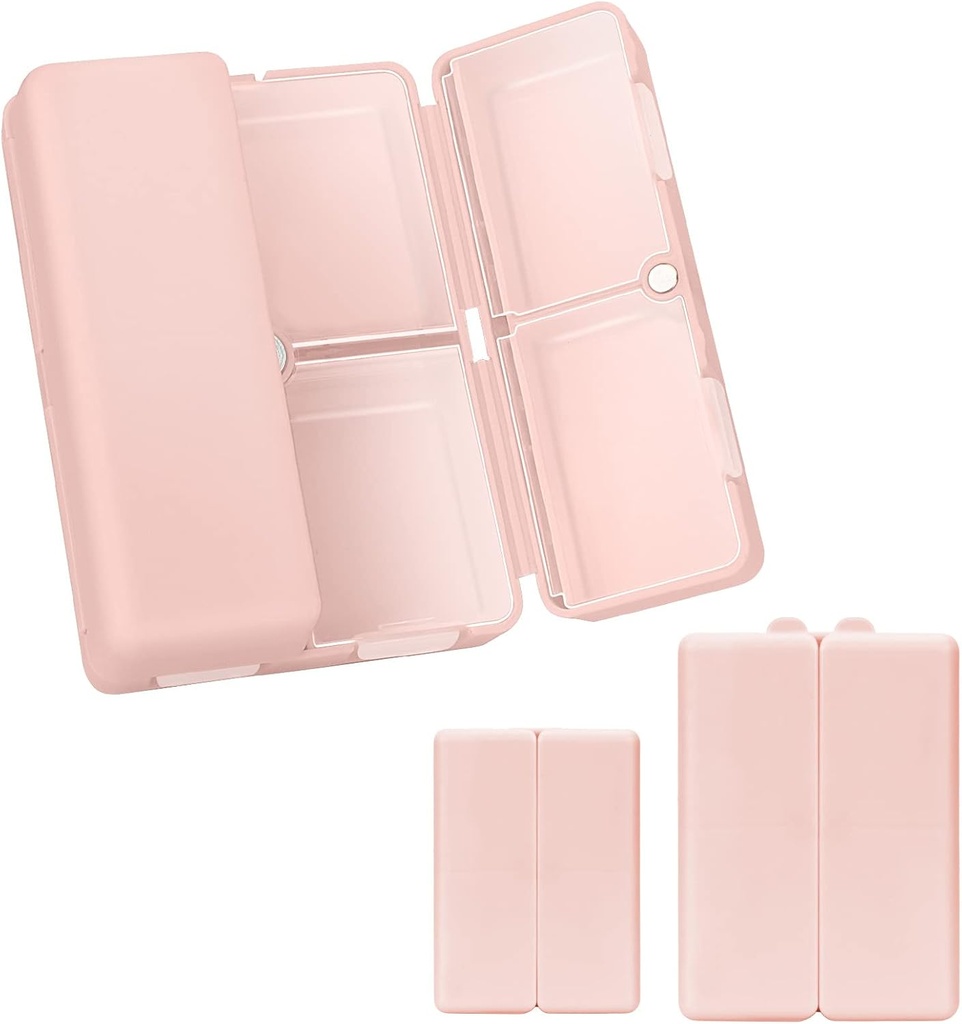 FYYY 2 Stuks Daily Pill Organizer, 7 Compartments Portable Pill Case Travel Pill Organizer,[Folding Design] Pill Box voor Purse Pocket om vitamines te houden, Cod Leverolie, Complementen en Medicatie-Roze