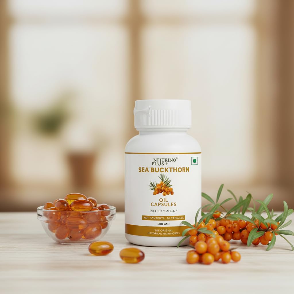 Sea Buckthorn Oil Capsules 500mg | Immunity Booster with Omega 7, Vitamin C & Carotenoids | Hippophae Rhamnoides Extract | Natural Anti-Oxidant & Anti-Inflammatory Supplement | 30 Caps