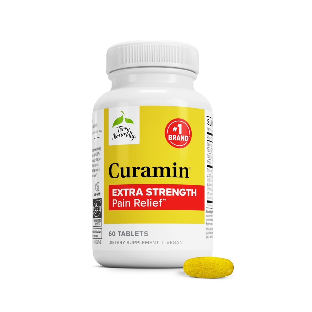 Terry natuurlijk Curamin Extra sterkte - Curcumin & Boswellia supplement voor gezonde oplage ondersteuning - Kurkuma supplement ter ondersteuning van gewrichten, spiergezondheid & Endorphin productie - 60 tabletten