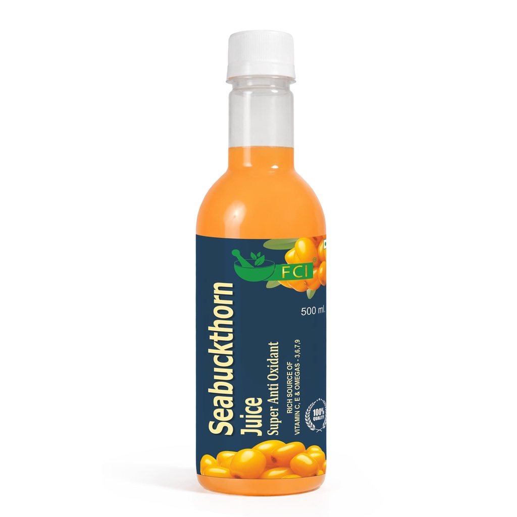 Sea Buckthorn Juice 100% Natural | Vitamin C Rich Himalayan Sea Buckthorn | No Added Sugar | Herbal Wellness Drink | 500 ml