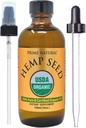 PRIME NATUREL Huile de graines de chanvre biologique 4 oz - USDA Certifié - Huile de sativa - Pure, pressée à froid, vierge, non raffinée, végétalienne, grade alimentaire - Oméga 3 6 9 Acides gras - Bon pour le visage, le corps, la peau et les soins capillaires