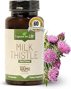 Lignans for Life Milk Thistle Seed Extract Kruidensupplement voor honden, 100mg - 60 Vegetarische Capsules, Cannine Lever Gezondheid
