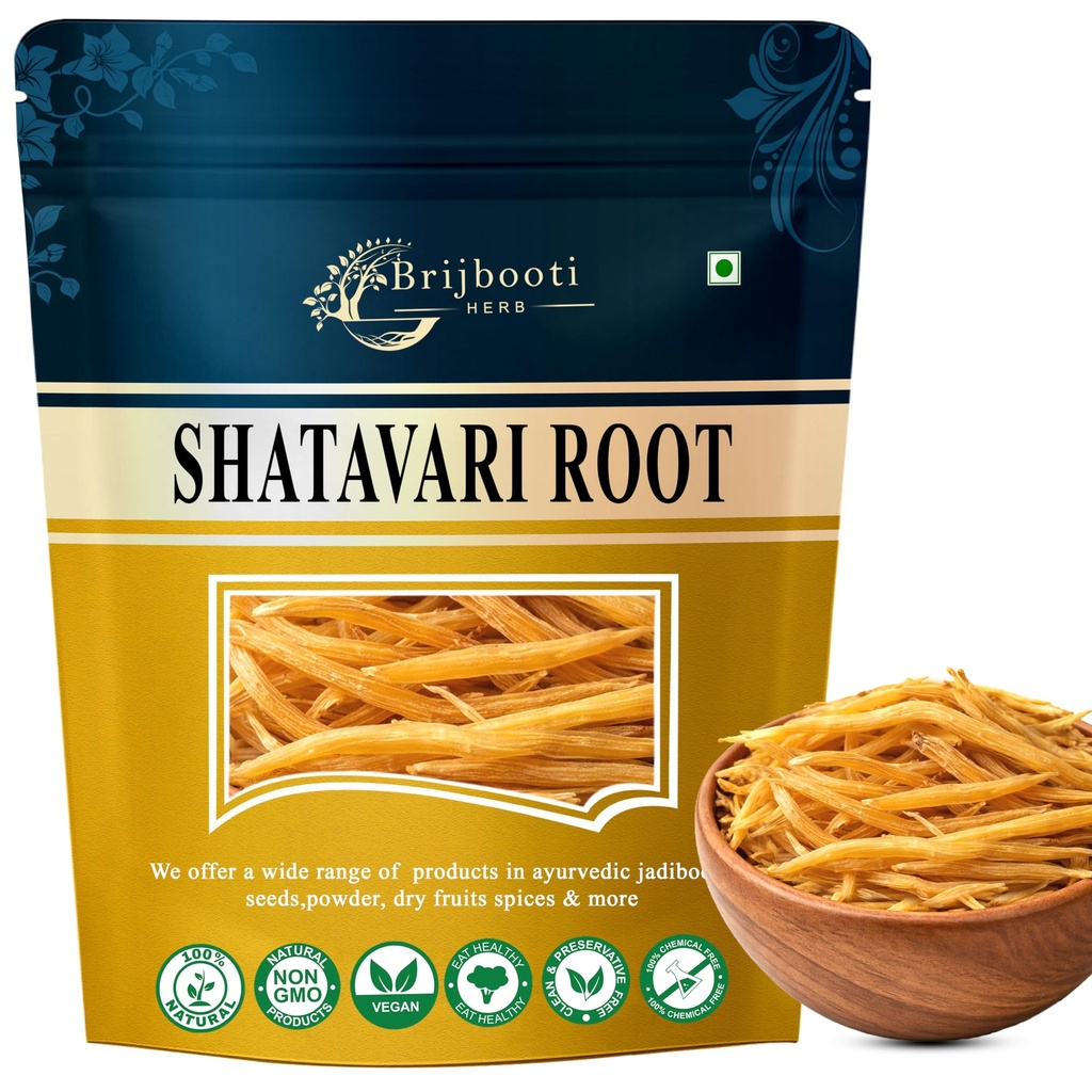 BrijBooti Shatavari Root 100 Gr Raw Indian Asparagus Racemosus Yellow Shatawar Organic satawari Pure Yellow Root - Natural Satavar | FSSAI, GMP, ISO Certified
