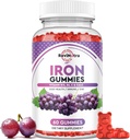 IJzer Gummies - met Calcium, Zink, Folaat & Vitamine B12, C, B6 voor Volwassenen & Kids - Blood Builder & Energy Ondersteuning voor Iron Deficency, Anemia, Vegan - Grape Flavour,60 Gummies